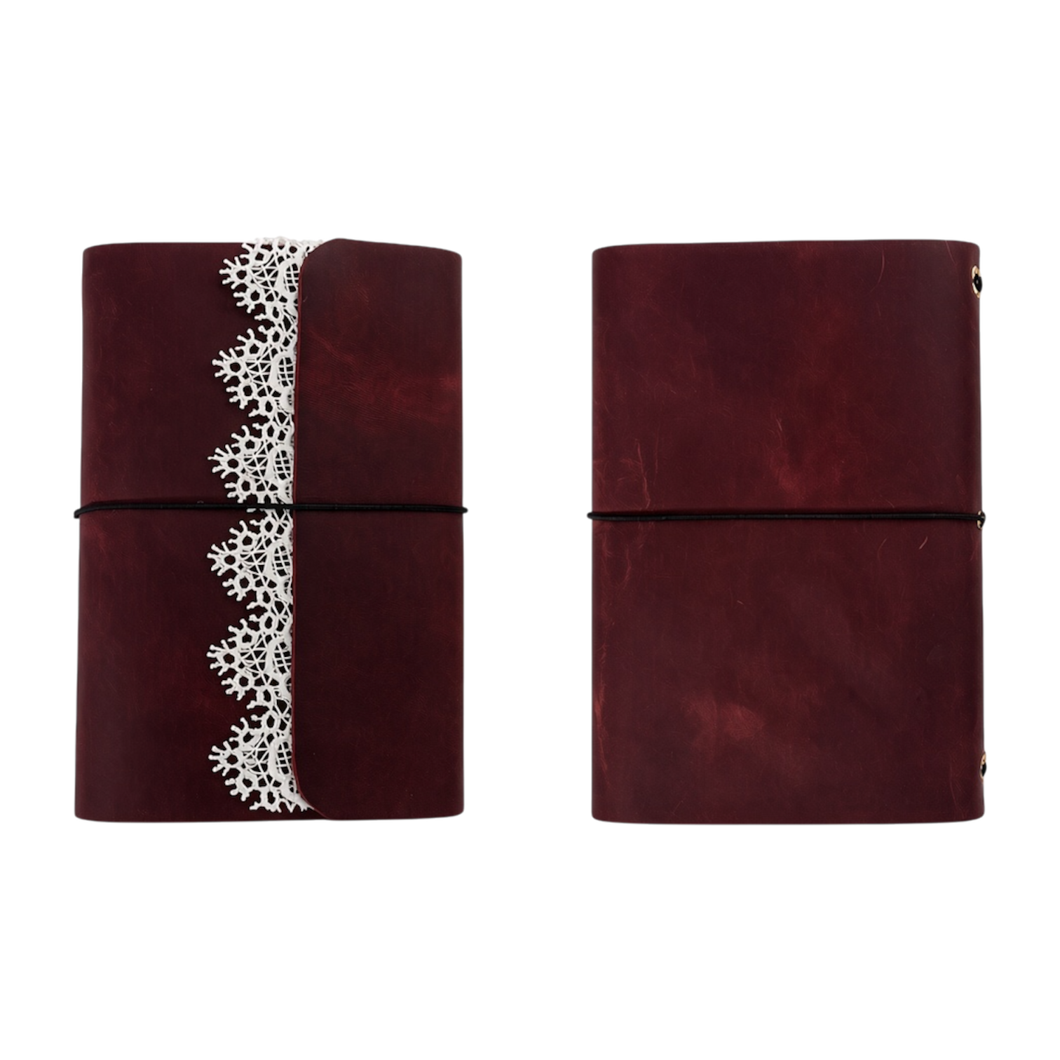 Poetic Trifold Leather Journal Dark Red A6