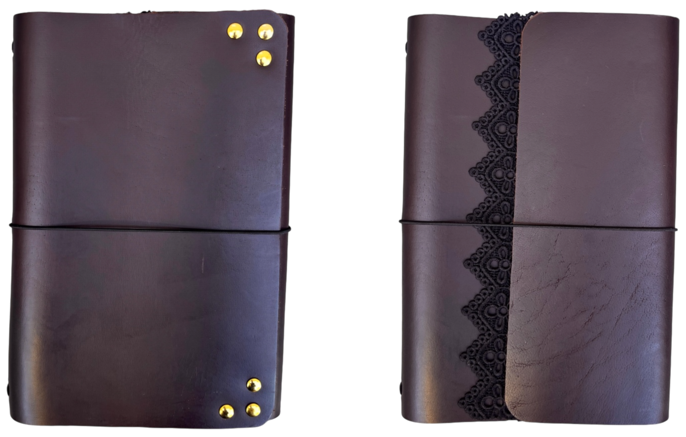 Poetic Trifold Leather Journal Dark Brown A5