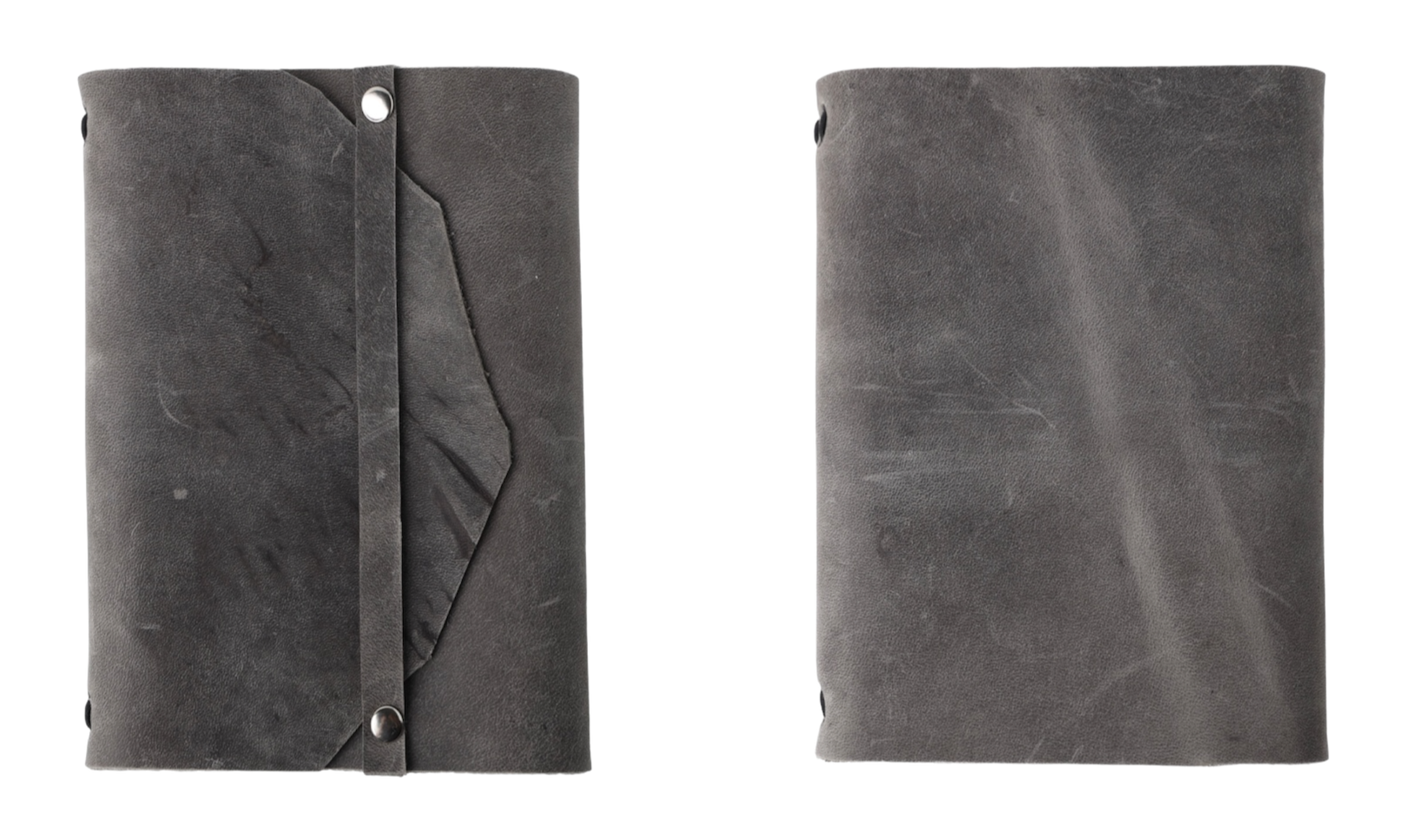 rustic trifold leather journal grey a6