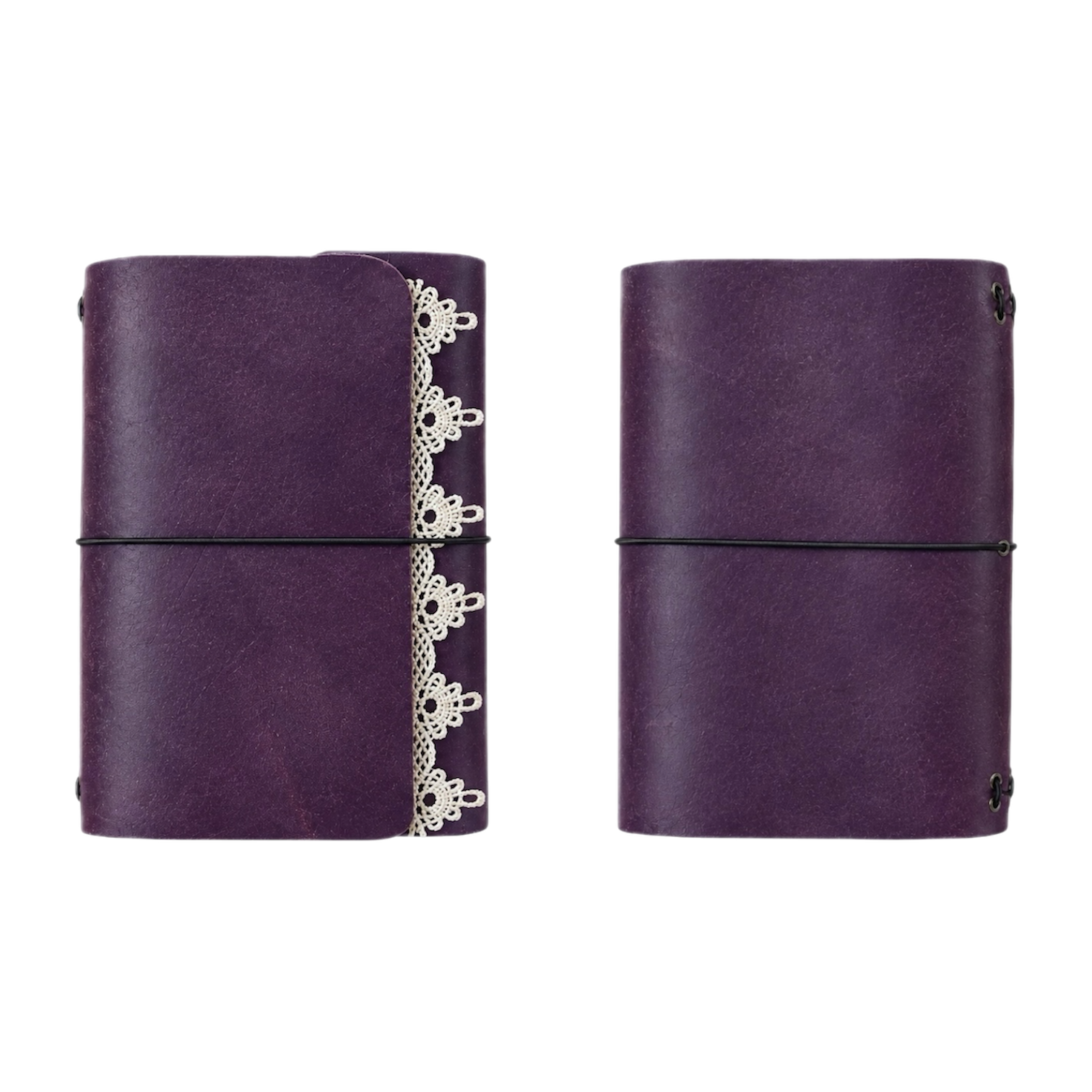Poetic Trifold Leather Journal Purple A6