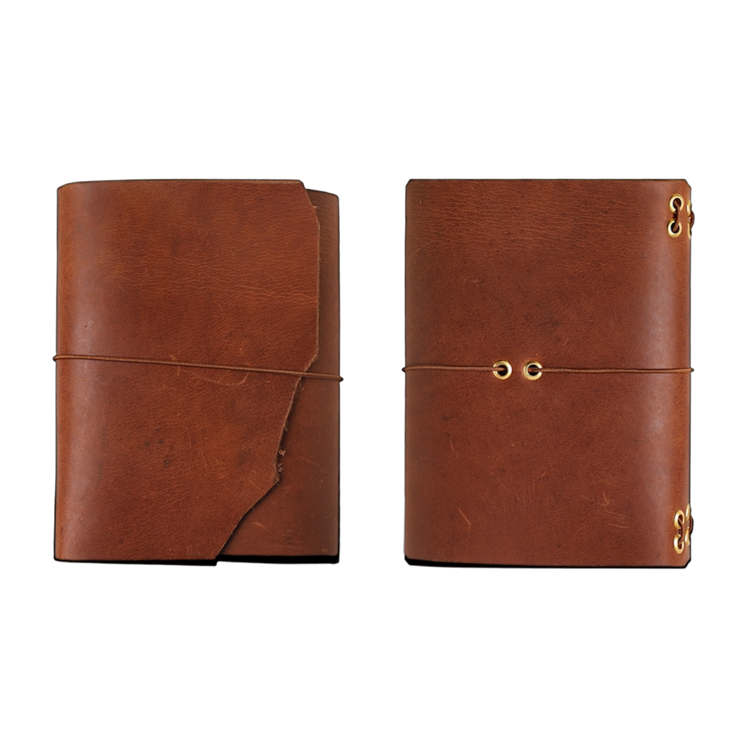 rustic trifold leather journal brown a6 SOLD
